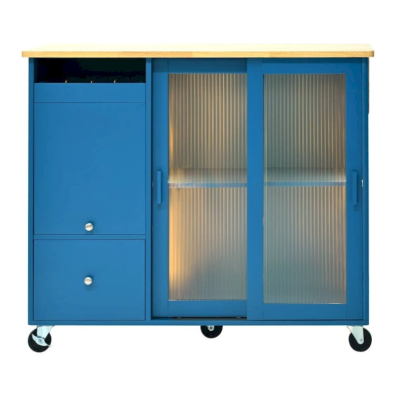 Folding Kitchen Cart with LED Lights