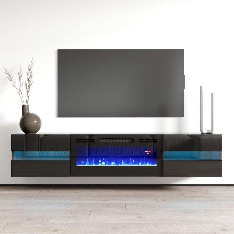 Metro EF Wall Mounted Electric Fireplace 72 TV Stand