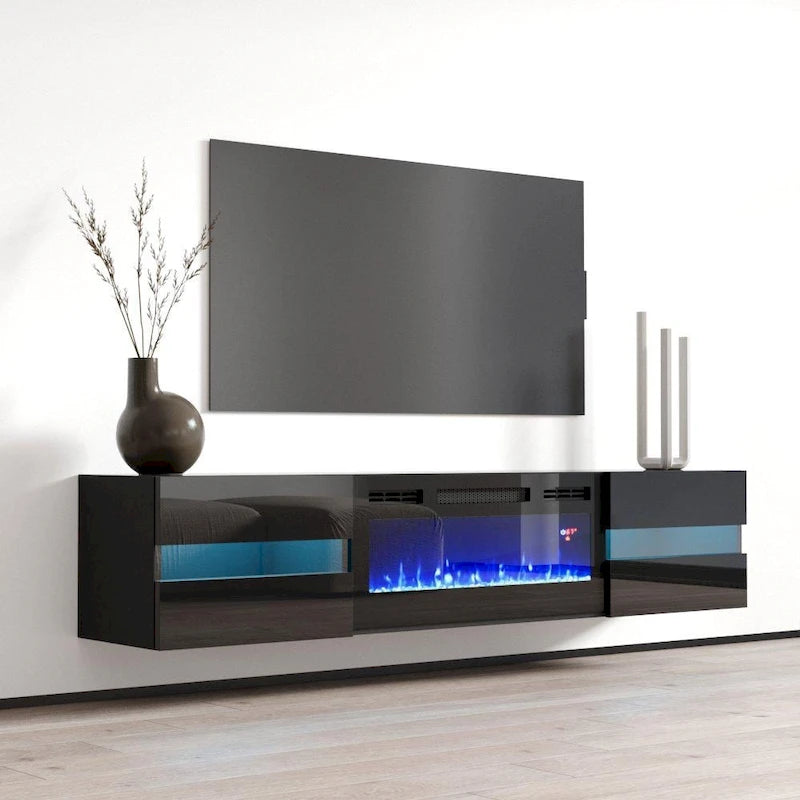 Metro EF Wall Mounted Electric Fireplace 72 TV Stand