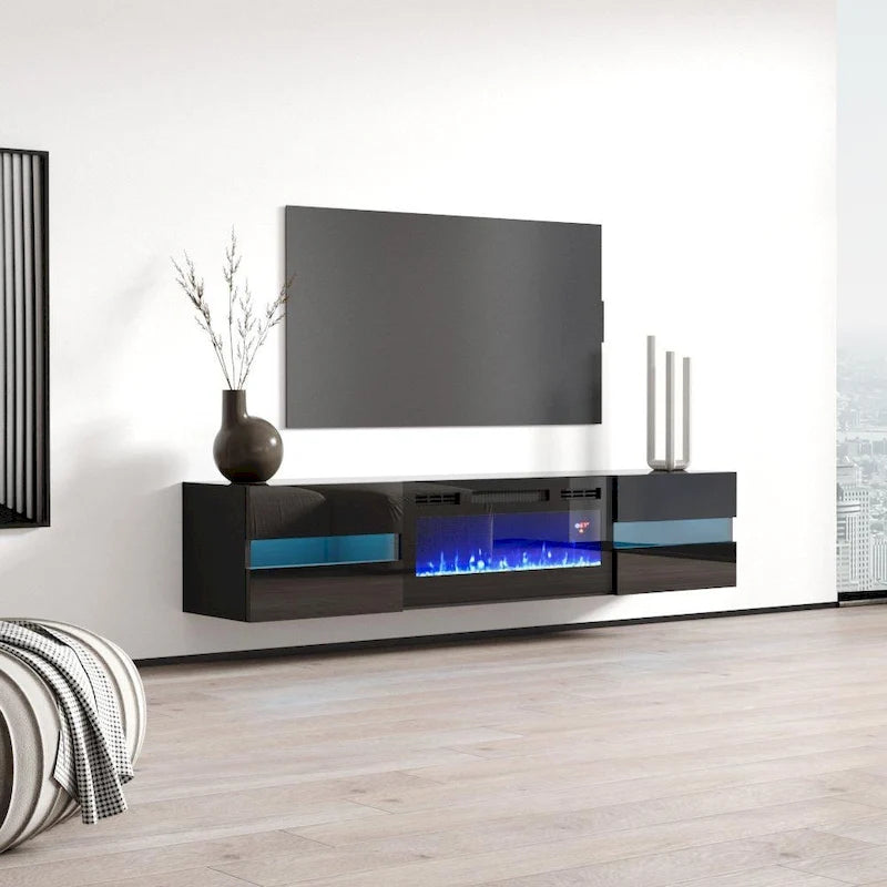Metro EF Wall Mounted Electric Fireplace 72 TV Stand