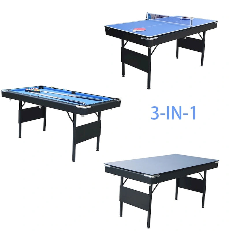 65.7 Portable 3-in-1 Game Tables,Pool,Ping Pong,Tabletop for Home - N/A