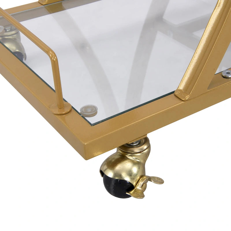 Bar Cart with Wine Rack Tempered Glass Metal Frame Wine Storage