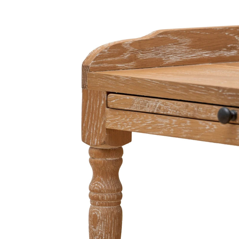 Bedroom Furniture Solid Oak Nightstand Bedside Accent End Table with 2-drawer & Shelves
