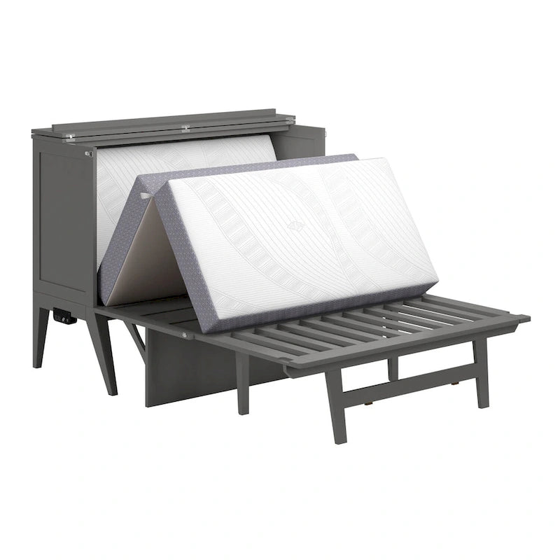 Northampton Full Murphy Bed Desk in Grey