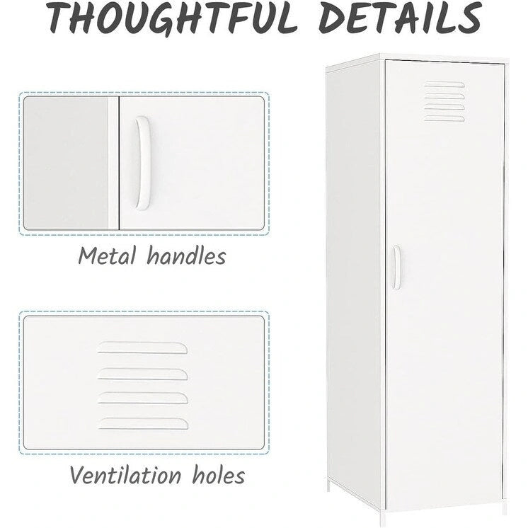 Metal Armoires Locker Cabinet for Kid with Hanging Rod and Shelves