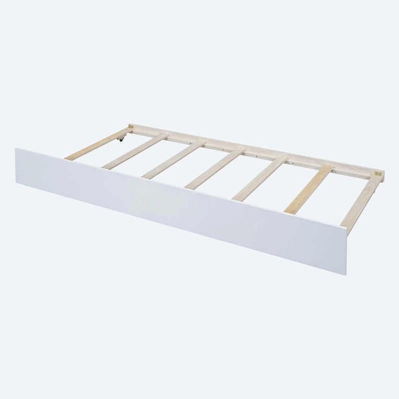 Twin Size Wood Daybed with Trundle and Fence Guardrails