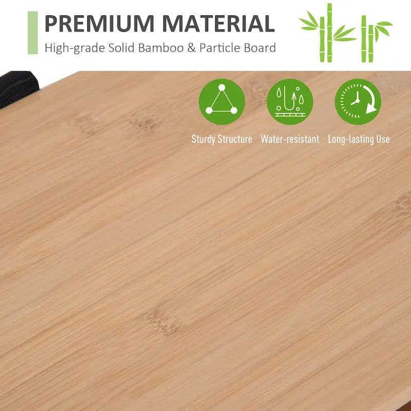 HOMCOM Bamboo Floor Cabinet Bathroom Floor Cabinet Living Room Organizer Tower with Multiple Shelves and Doors, Natural