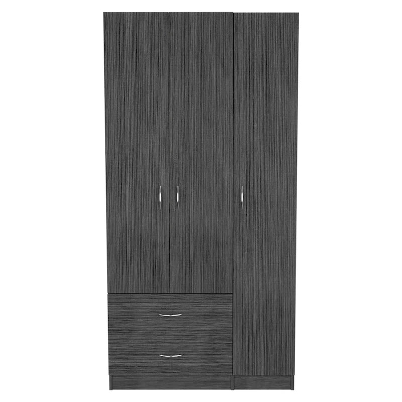 TUHOME Austral 3 Door Armoire with Drawers, Shelves, and Hanging Rod - N/A