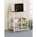 Theo Casual Natural Brown and White Kitchen Cart