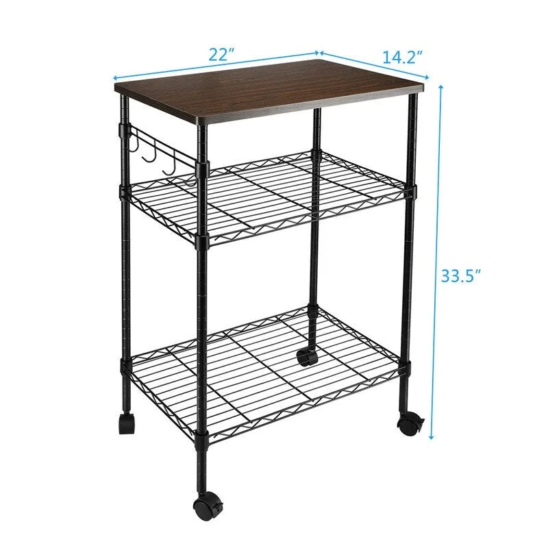 Metal Storage 3-Tier Rolling Kitchen Utility Cart