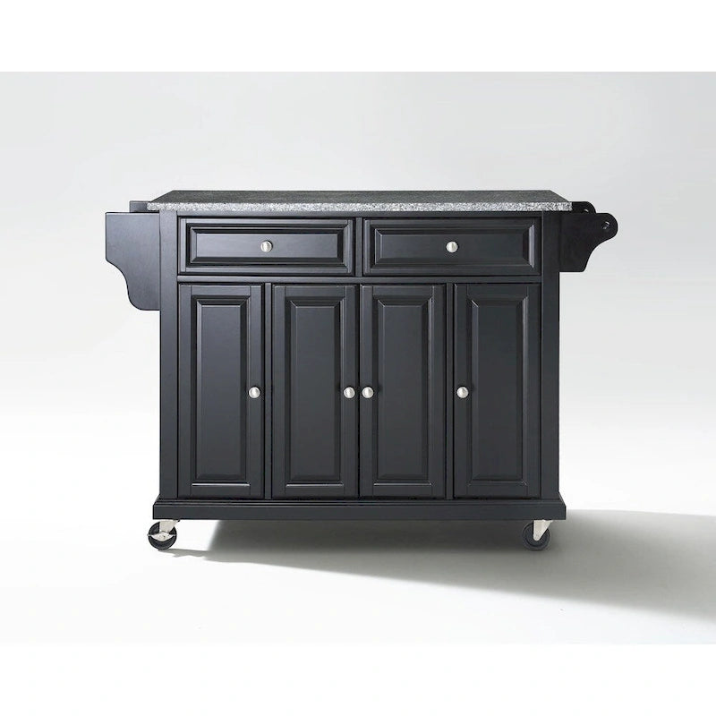 Crosley Black Solid Granite Top Kitchen Cart/Island - 18d x 51.5w x 36h