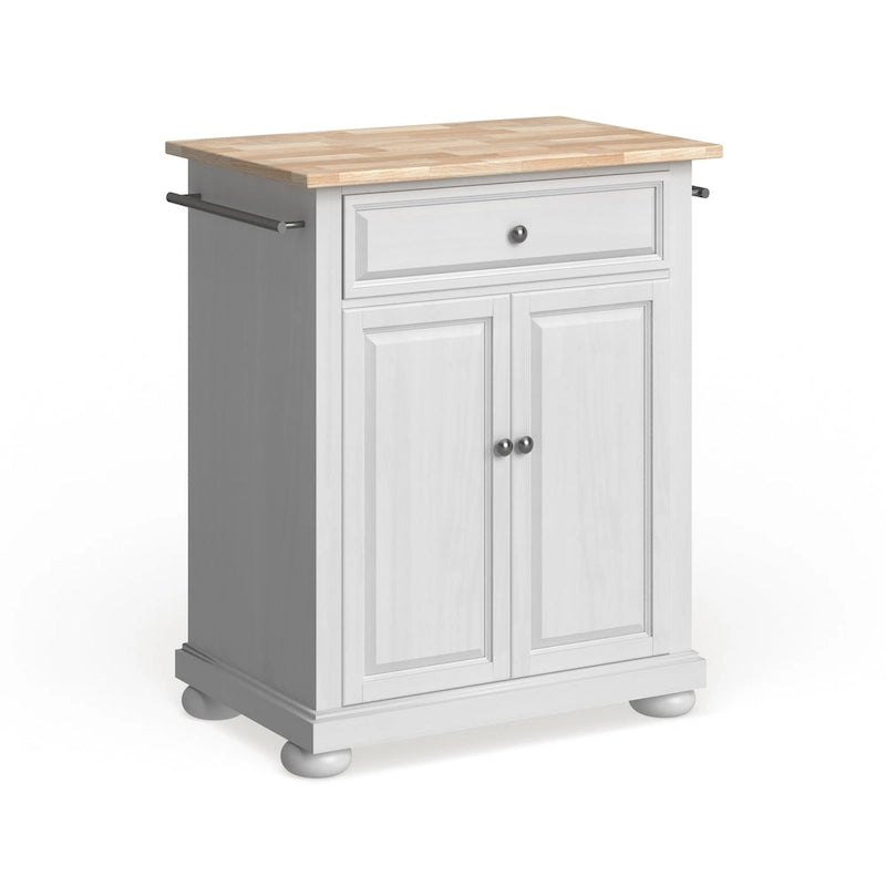 Crosley Alexandria Wood Top Portable Kitchen Island in White Finish - 18d x 31w x 33.5h