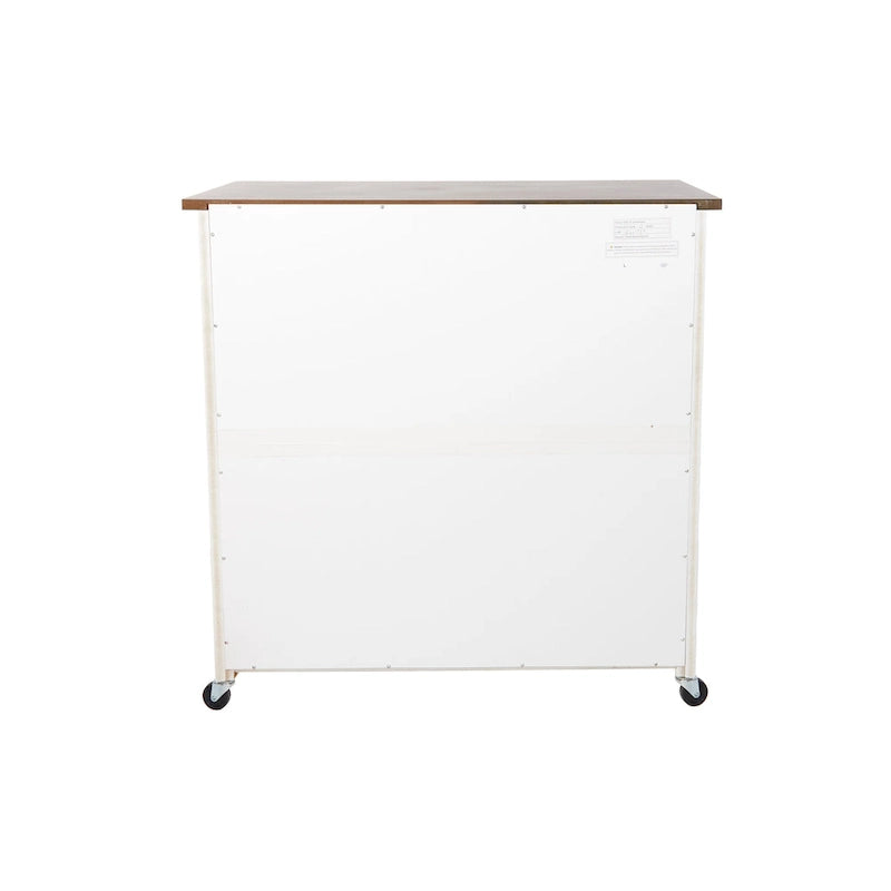 SEI Furniture Lankershim Modern Farmhouse White Wood Kitchen Cart