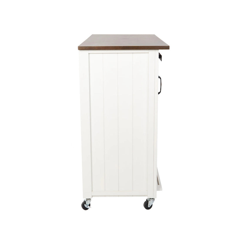 SEI Furniture Lankershim Modern Farmhouse White Wood Kitchen Cart