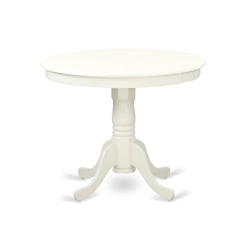 East West Furniture Dinette Set- A Round Kitchen Table and Linen Fabric Parson Chairs, (Pieces & Finish Options)