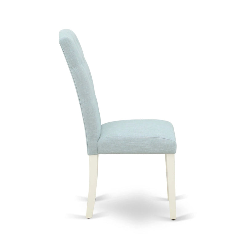 East West Furniture Dinette Set- A Round Kitchen Table and Linen Fabric Parson Chairs, (Pieces & Finish Options)