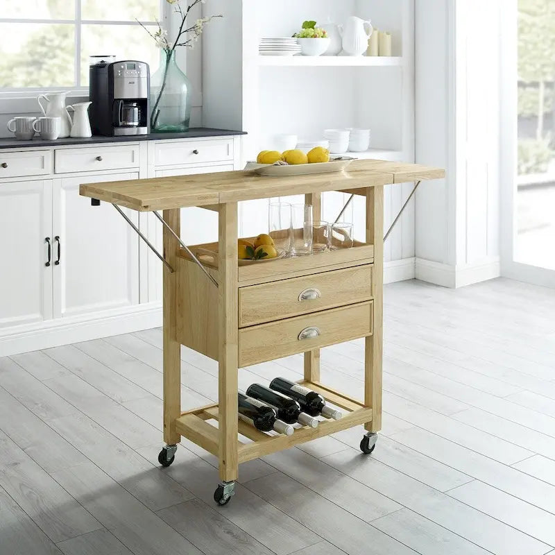 Crosley Bristol Double Drop Leaf Kitchen Cart Natural - 15.13d x 45w x 35.25h