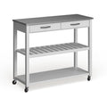 Crosley White Wood/ Stainless Steel Kitchen Cart Island - 17d x 43w x 35h