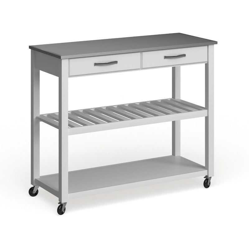 Crosley White Wood/ Stainless Steel Kitchen Cart Island - 17d x 43w x 35h