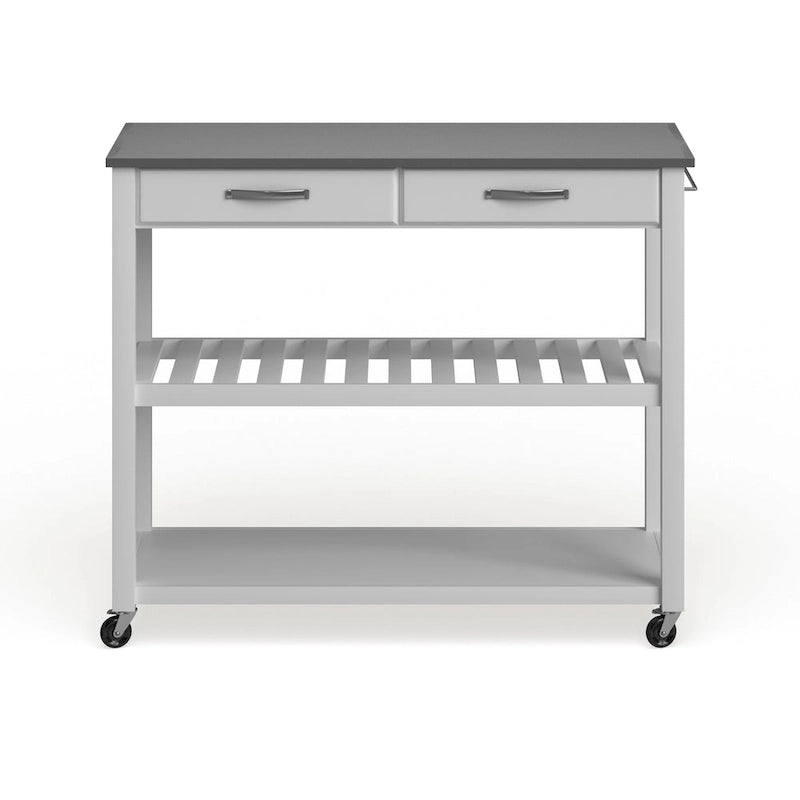 Crosley White Wood/ Stainless Steel Kitchen Cart Island - 17d x 43w x 35h