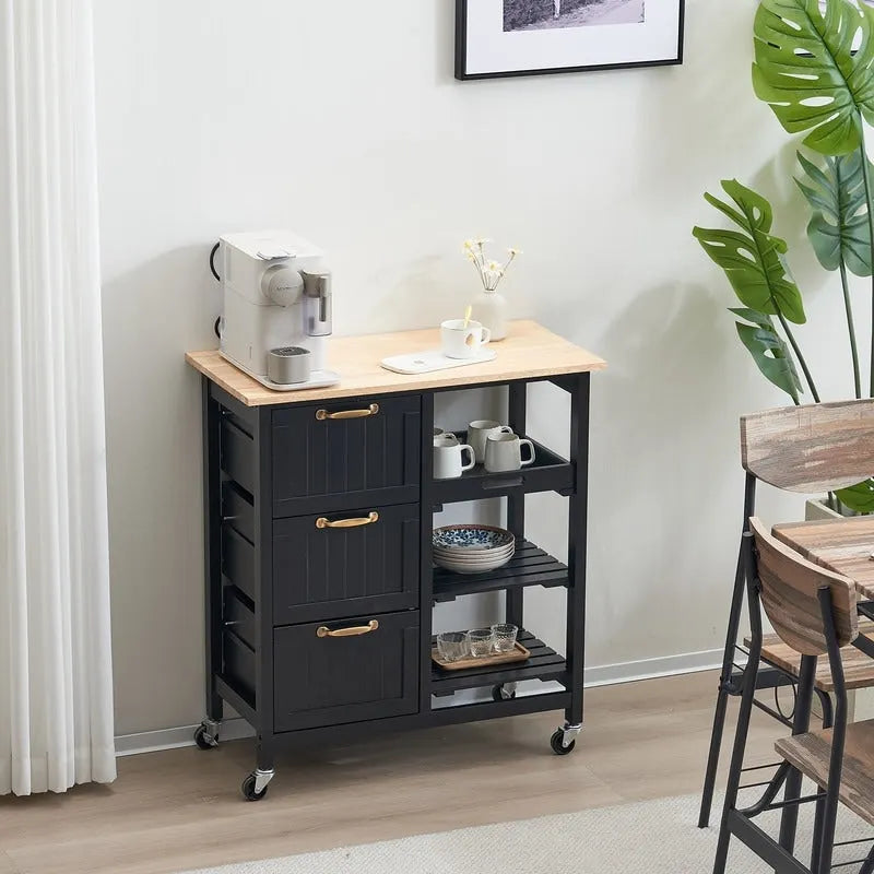 Three Drawers Three Layers Spray Paint Dining Car Kitchen Carts