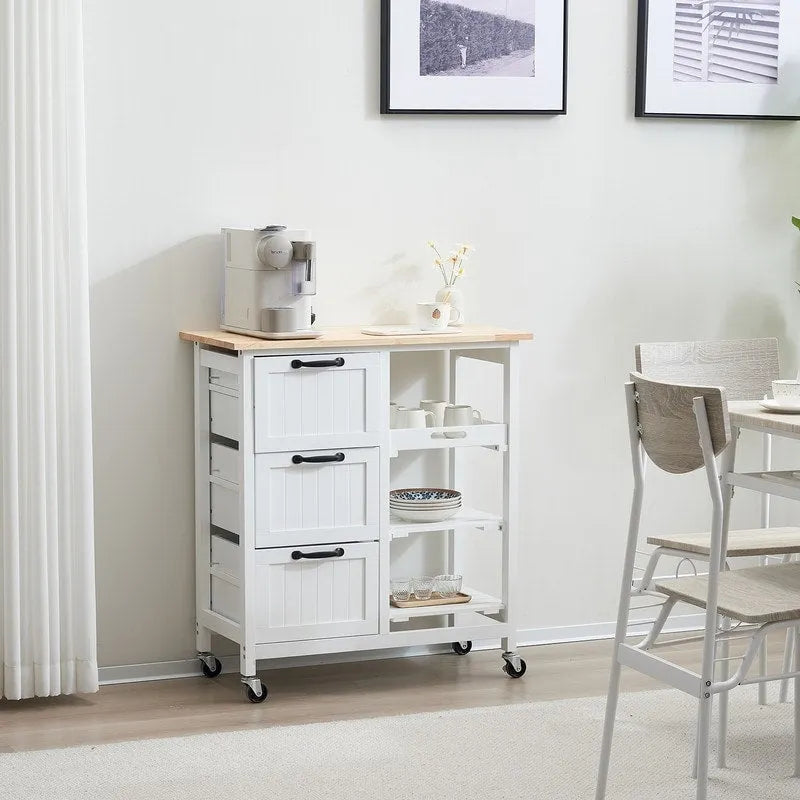 Three Drawers Three Layers Spray Paint Dining Car Kitchen Carts