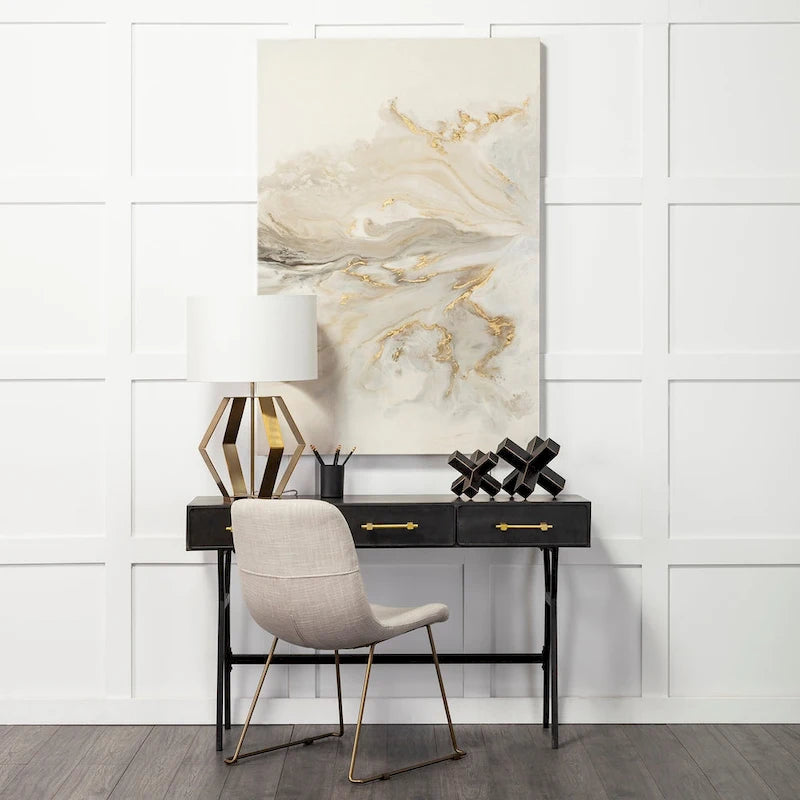 Vince Black Metal with Gold Accents 3 Drawer Office Desk