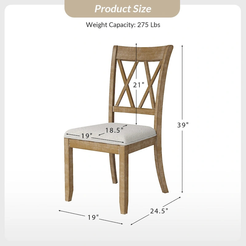 Alma Farmhouse Natural Solid Wood Dining Chair (Set of 2) by HULALA HOME