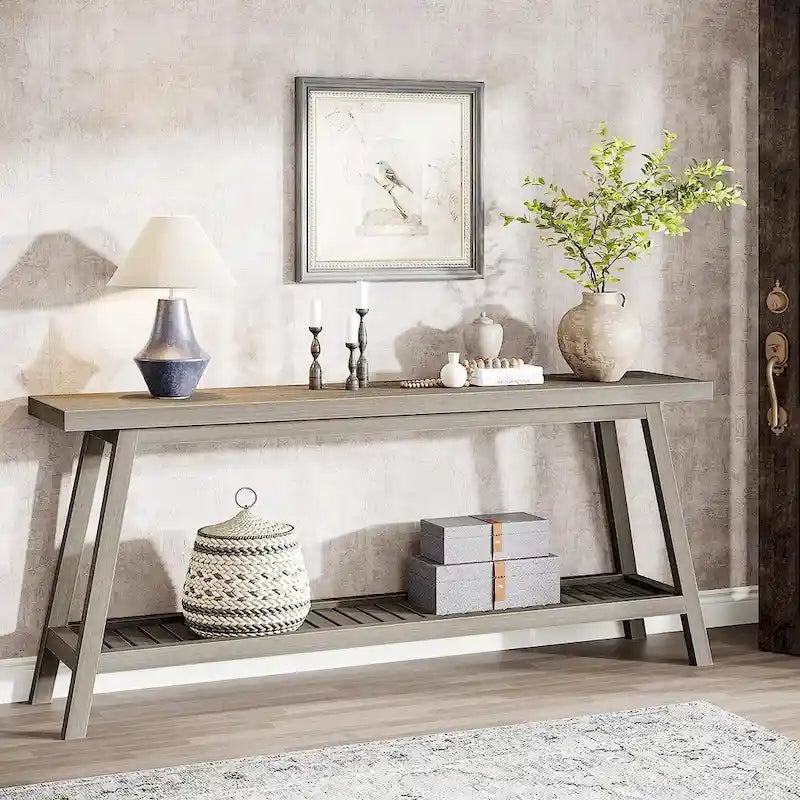 Farmhouse Console Entryway Table, 70.9 Inches Extra Long