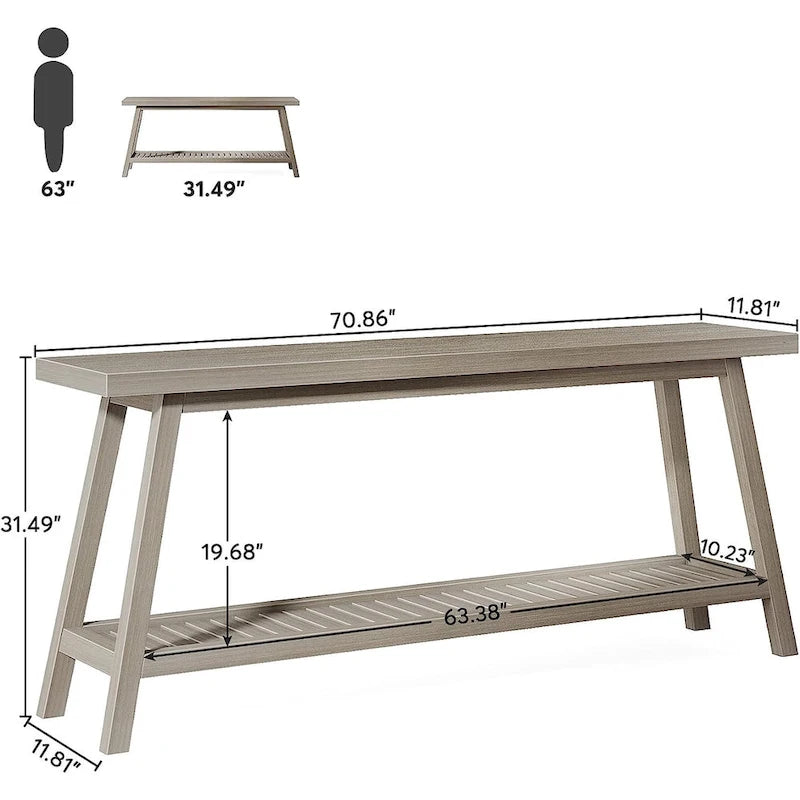 Farmhouse Console Entryway Table, 70.9 Inches Extra Long