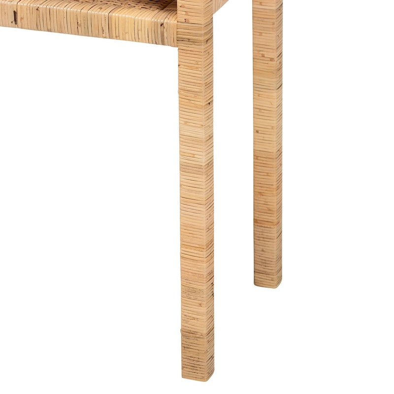 Kalimantan Bohemian Light Honey Rattan and Acacia Wood Console Table