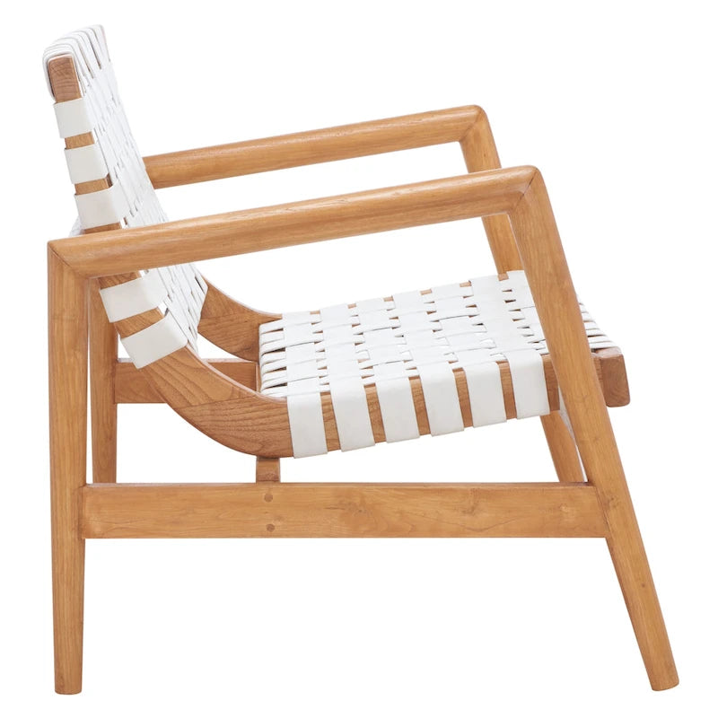 SAFAVIEH Vena Leather Woven Accent Chair - 30 W x 28 D x 28 H - 30Wx28Dx28H
