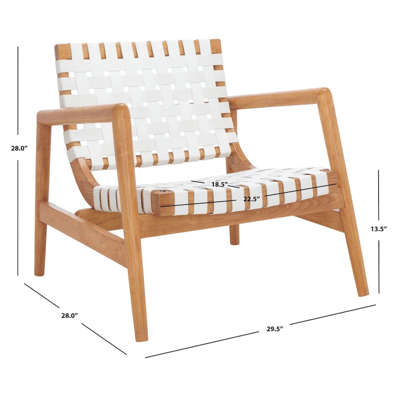 SAFAVIEH Vena Leather Woven Accent Chair - 30 W x 28 D x 28 H - 30Wx28Dx28H