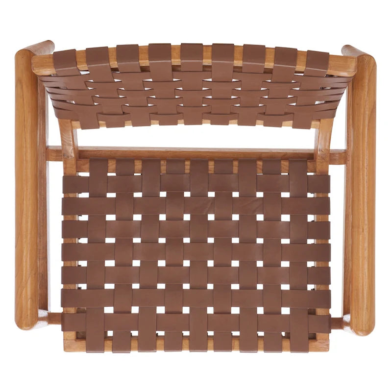 SAFAVIEH Vena Leather Woven Accent Chair - 30 W x 28 D x 28 H - 30Wx28Dx28H
