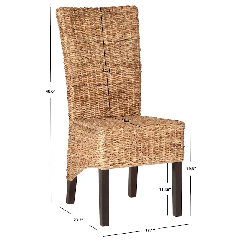 SAFAVIEH Georgetta Dining Natural Dining Chair (Set of 2) - 18.1 x 23.2 x 40.6 - 18Wx23Dx41H