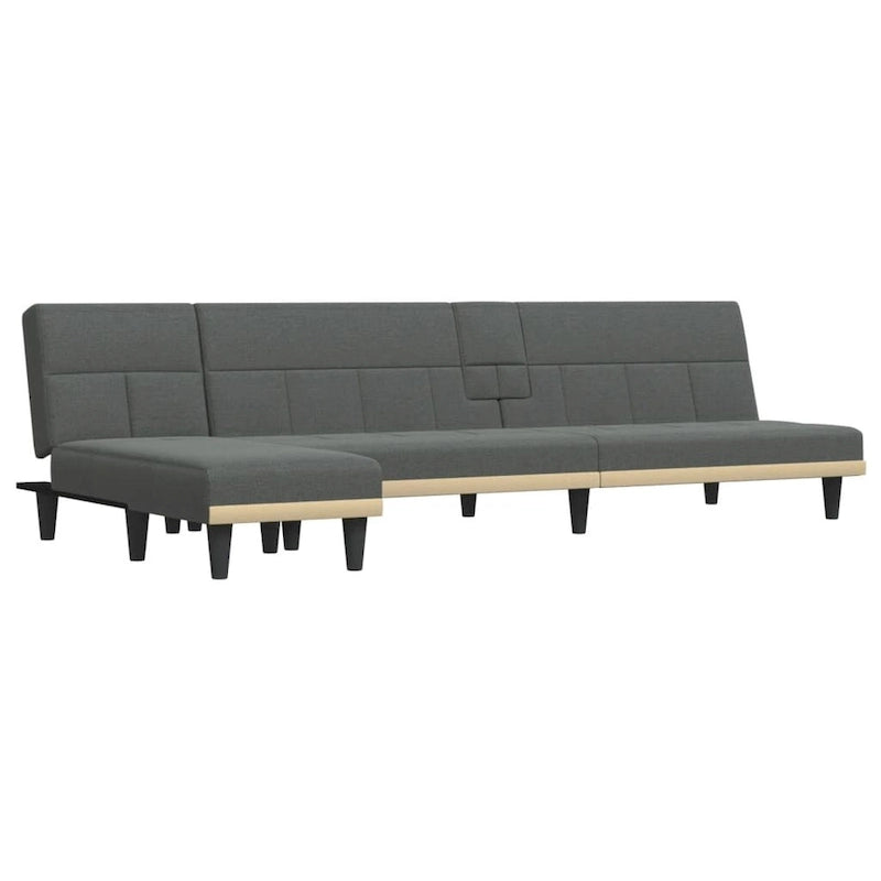vidaXL L-shaped Sofa Bed Dark Gray 100.4x55.1x27.6 Fabric - 100.4 x 55.1 x 27.6