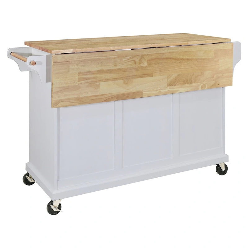Natural Wood Top Kitchen Island with Storage