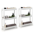 2 Pieces 3-Tier Slim Detachable Storage Cart with Drainage Holes and Wheels-White - 20.8 x 6.8 x 27.5