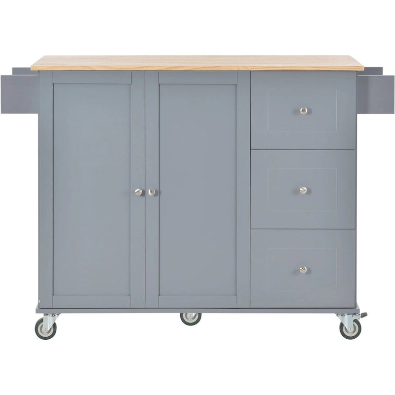 Multifunctional Kitchen Cart with Spice Rack and Adjustable Shelves