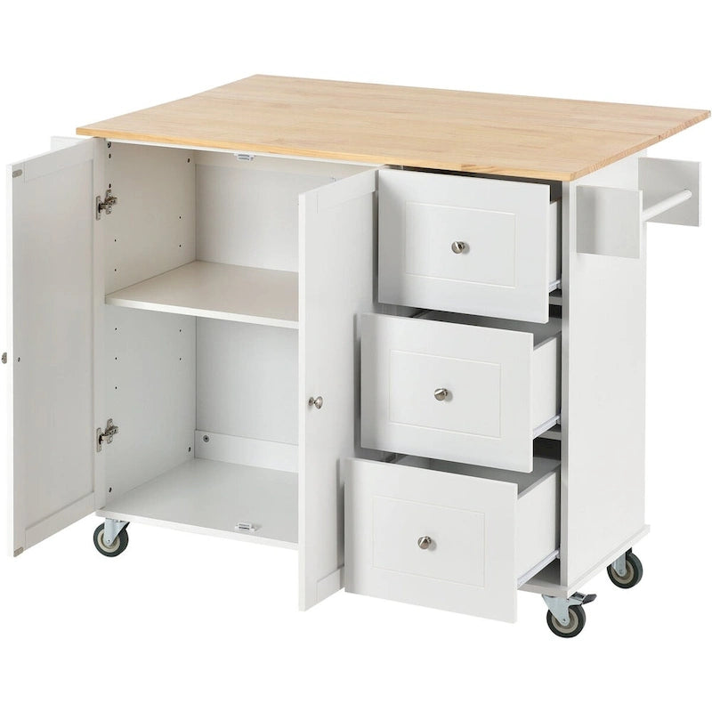 Multifunctional Kitchen Cart with Spice Rack and Adjustable Shelves