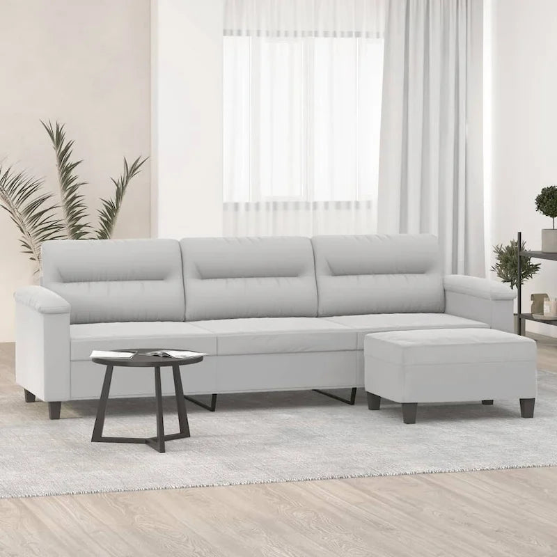 vidaXL Couch Modern Accent Upholstered Chair with Footstool Microfiber Fabric