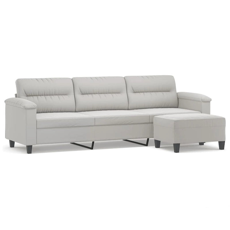 vidaXL Couch Modern Accent Upholstered Chair with Footstool Microfiber Fabric