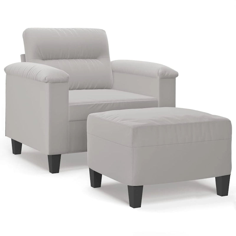 vidaXL Couch Modern Accent Upholstered Chair with Footstool Microfiber Fabric