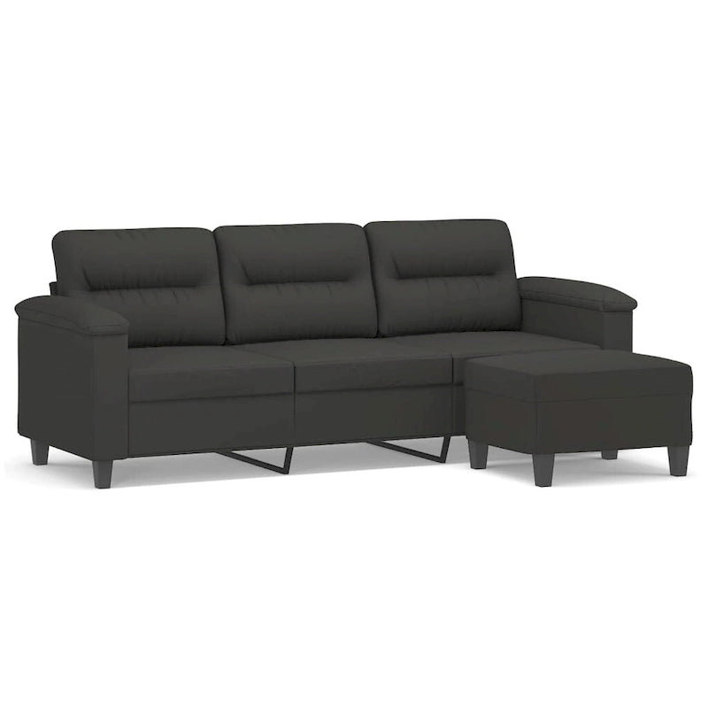 vidaXL Couch Modern Accent Upholstered Chair with Footstool Microfiber Fabric