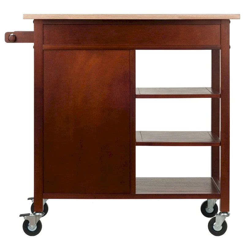 Marissa Kitchen Cart, Walnut - 36.18 x 18.5 x 34.61 inches