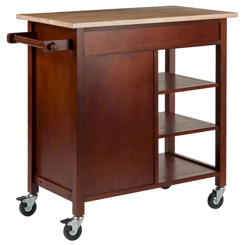 Marissa Kitchen Cart, Walnut - 36.18 x 18.5 x 34.61 inches