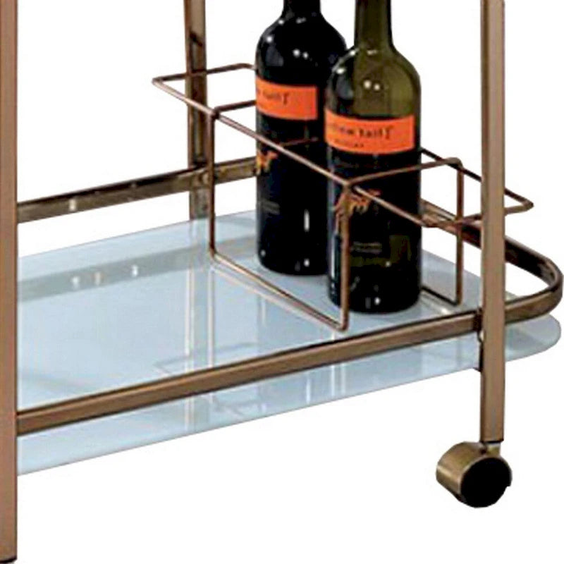 Tiana Contemporary Serving Cart In Champagne Finish - 32.5 H x 27 W x 16.5 L Inches