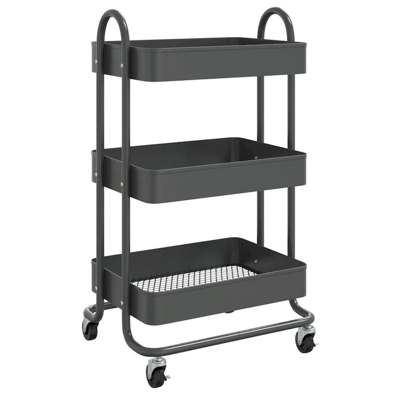 vidaXL Trolley 3-Tier Kitchen Trolley Kitchen Island Storage Utility Cart - 16.9 x 13.4 x 31.1