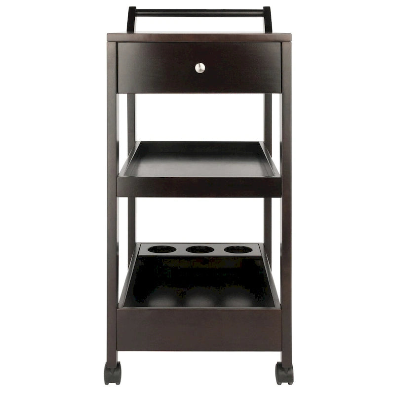 Jeston Entertainment Cart, Espresso - 18.03 x 26.77 x 37.24 inches