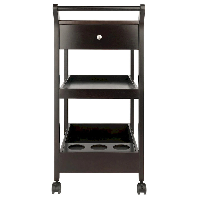 Jeston Entertainment Cart, Espresso - 18.03 x 26.77 x 37.24 inches
